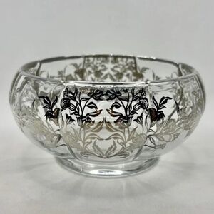 Silver City Sterling Silver Overlay  Queen Rose Pattern, 6" Glass Serving Bowl